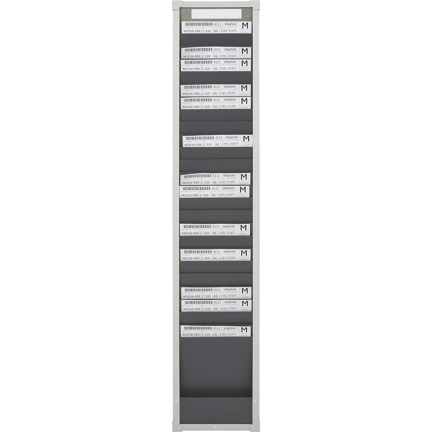 Card sorting board system, 25 compartments, height 1350 mm, with 1 row.