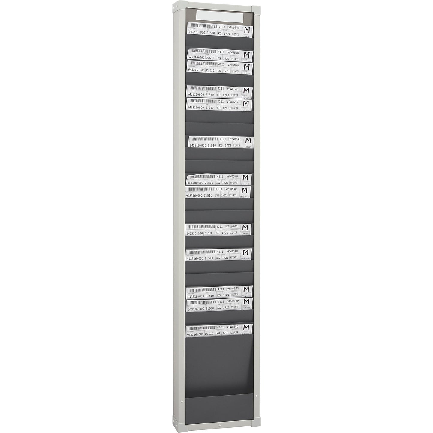 Card sorting board system, 25 compartments, height 1350 mm, with 1 row.