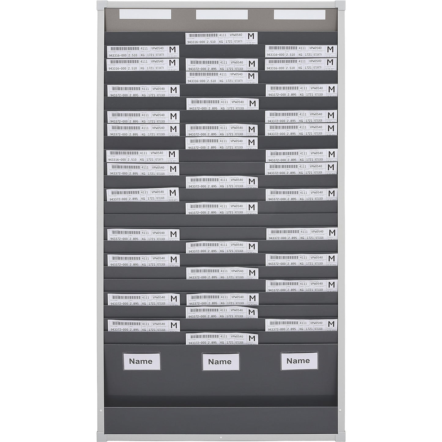 Card sorting board system, 25 compartments, height 1350 mm, with 3 rows.