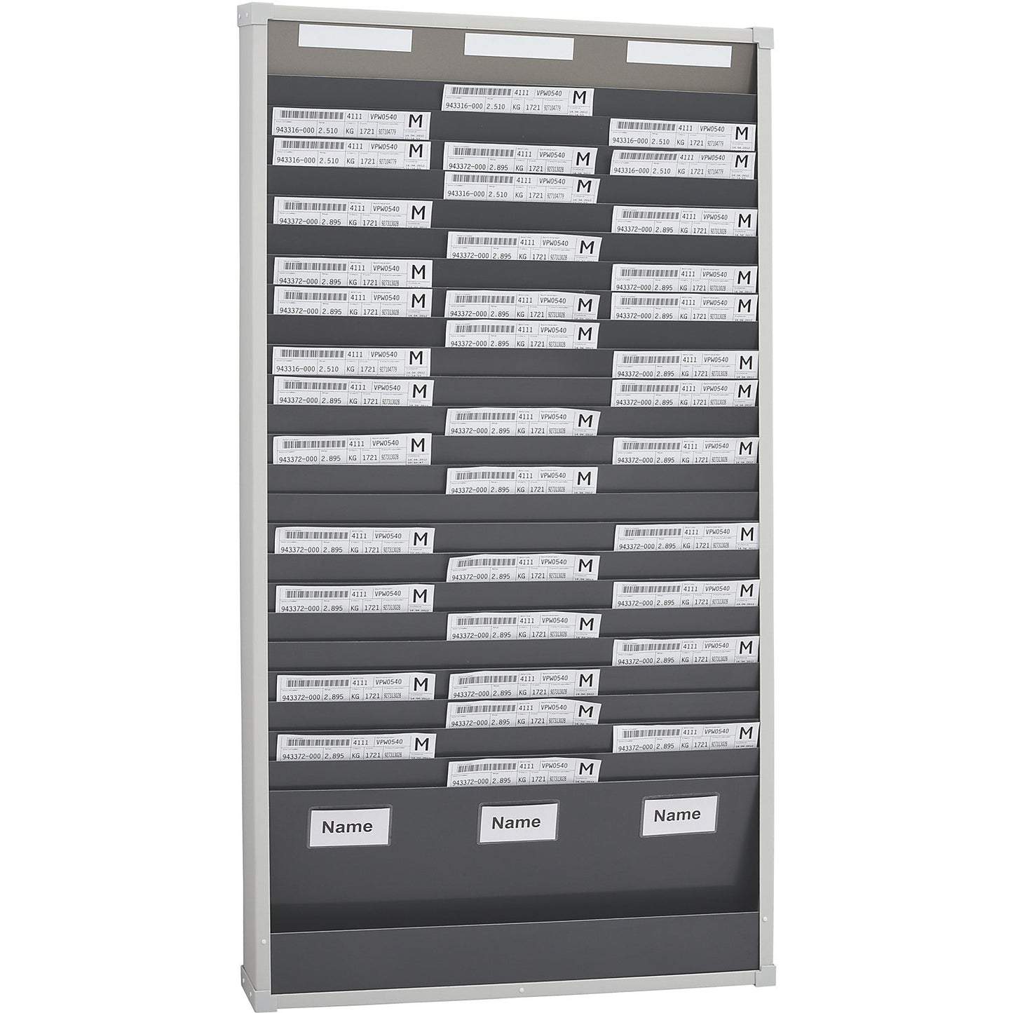 Card sorting board system, 25 compartments, height 1350 mm, with 3 rows.