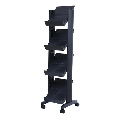 Brochure display stand made of polystyrene, for 4 x A4, black / black.