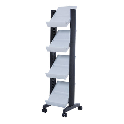 Brochure display stand made of polystyrene, for 4 x A4, black / light grey.