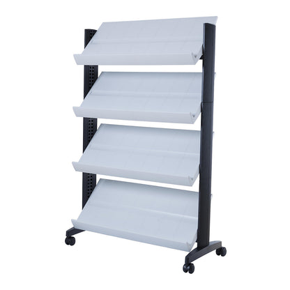 Brochure display stand made of polystyrene, for 12 x A4, black / light grey.