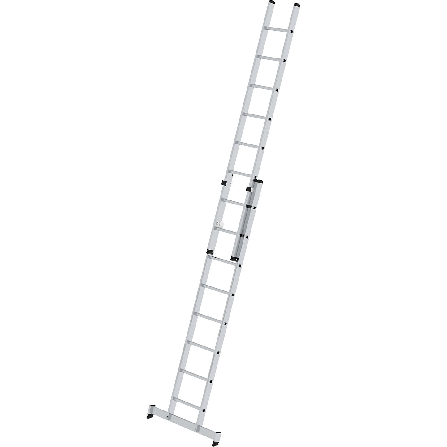 Height adjustable lean-to ladder, extension ladder, 2-part, 2 x 8 rungs, with nivello® support.