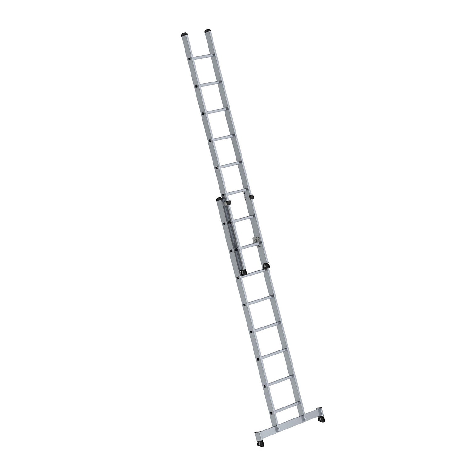 Height adjustable lean-to ladder, extension ladder, 2-part, 2 x 8 rungs, with nivello® support.