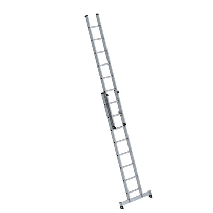 Height adjustable lean-to ladder, extension ladder, 2-part, 2 x 8 rungs, with nivello® support.