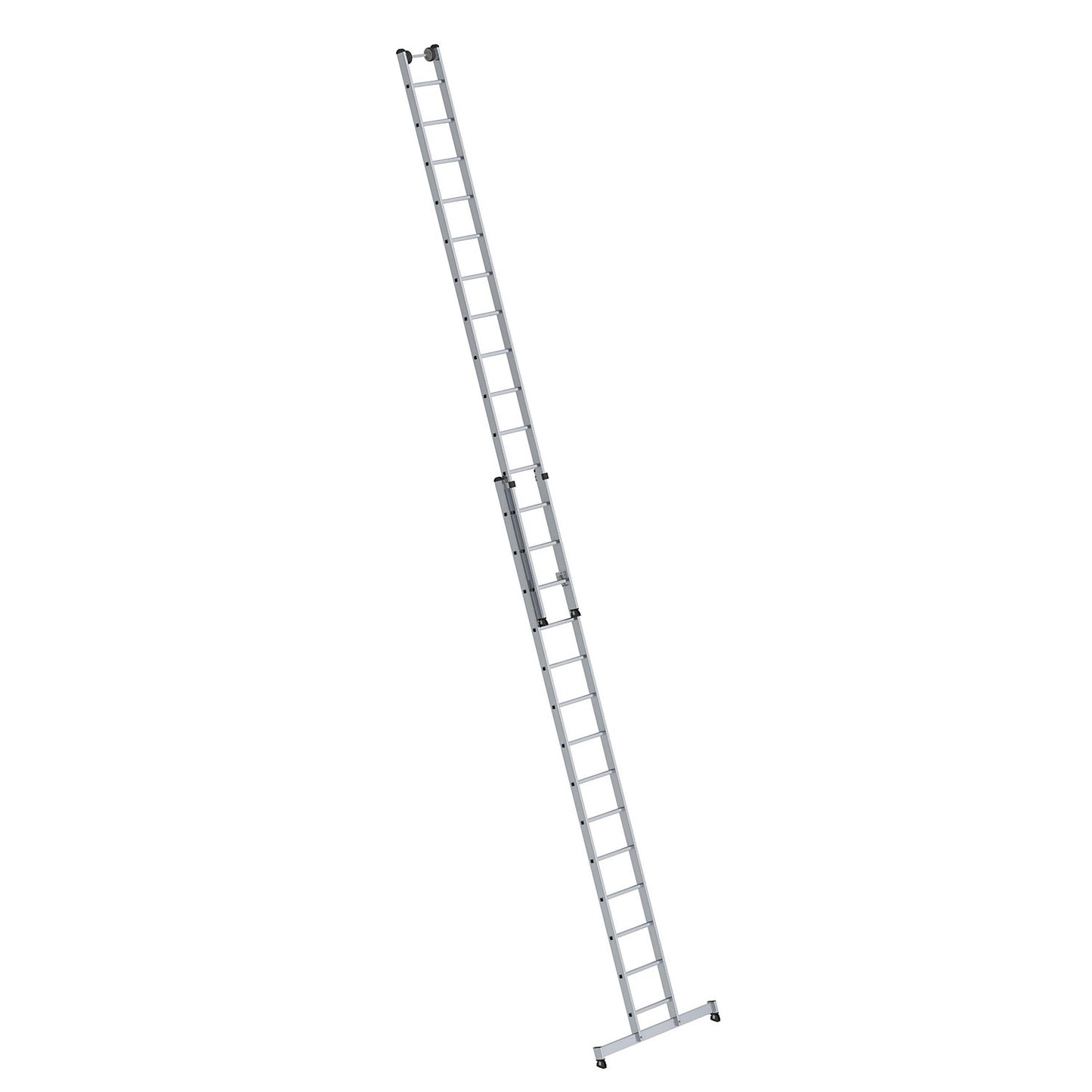 Height adjustable lean-to ladder, extension ladder, 2-part, 2 x 14 rungs, with nivello® support.