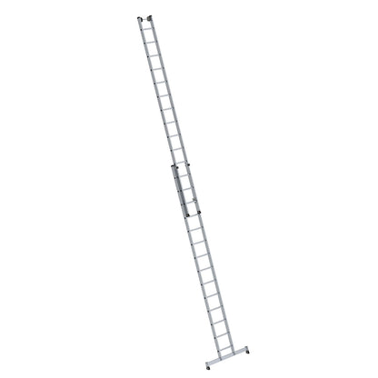 Height adjustable lean-to ladder, extension ladder, 2-part, 2 x 14 rungs, with nivello® support.