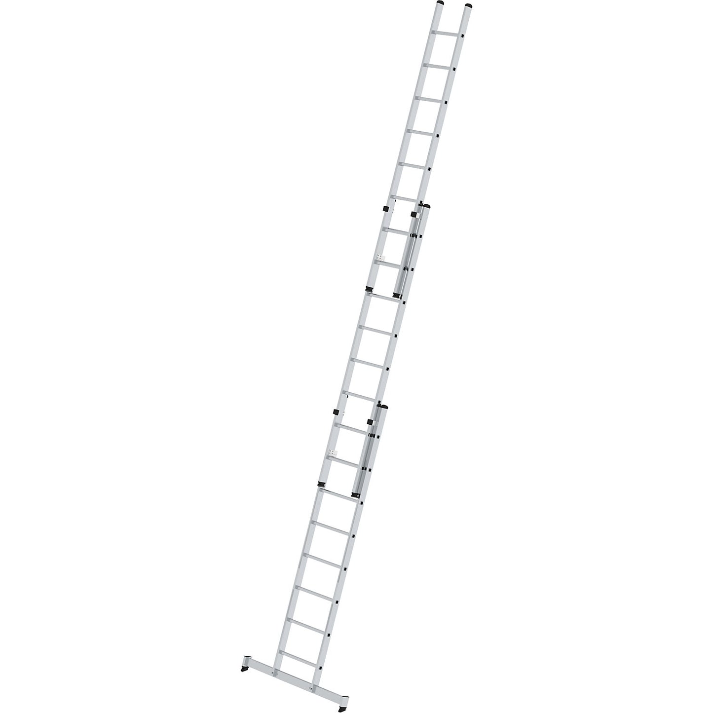 Height adjustable lean-to ladder, extension ladder, 3-part with nivello® support, 3 x 8 rungs.