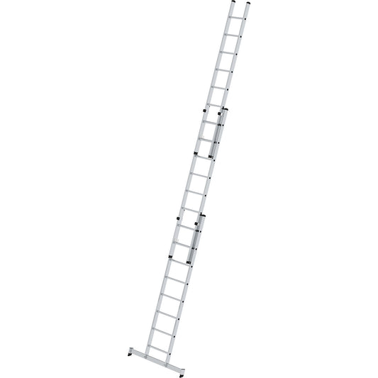 Height adjustable lean-to ladder, extension ladder, 3-part with nivello® support, 3 x 8 rungs.
