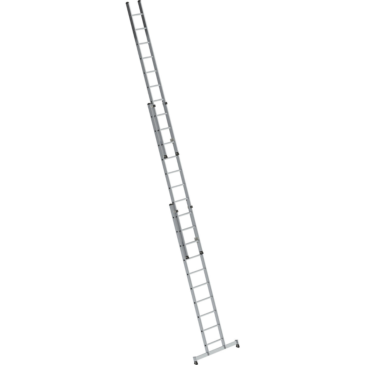 Height adjustable lean-to ladder, extension ladder, 3-part with nivello® support, 3 x 10 rungs.