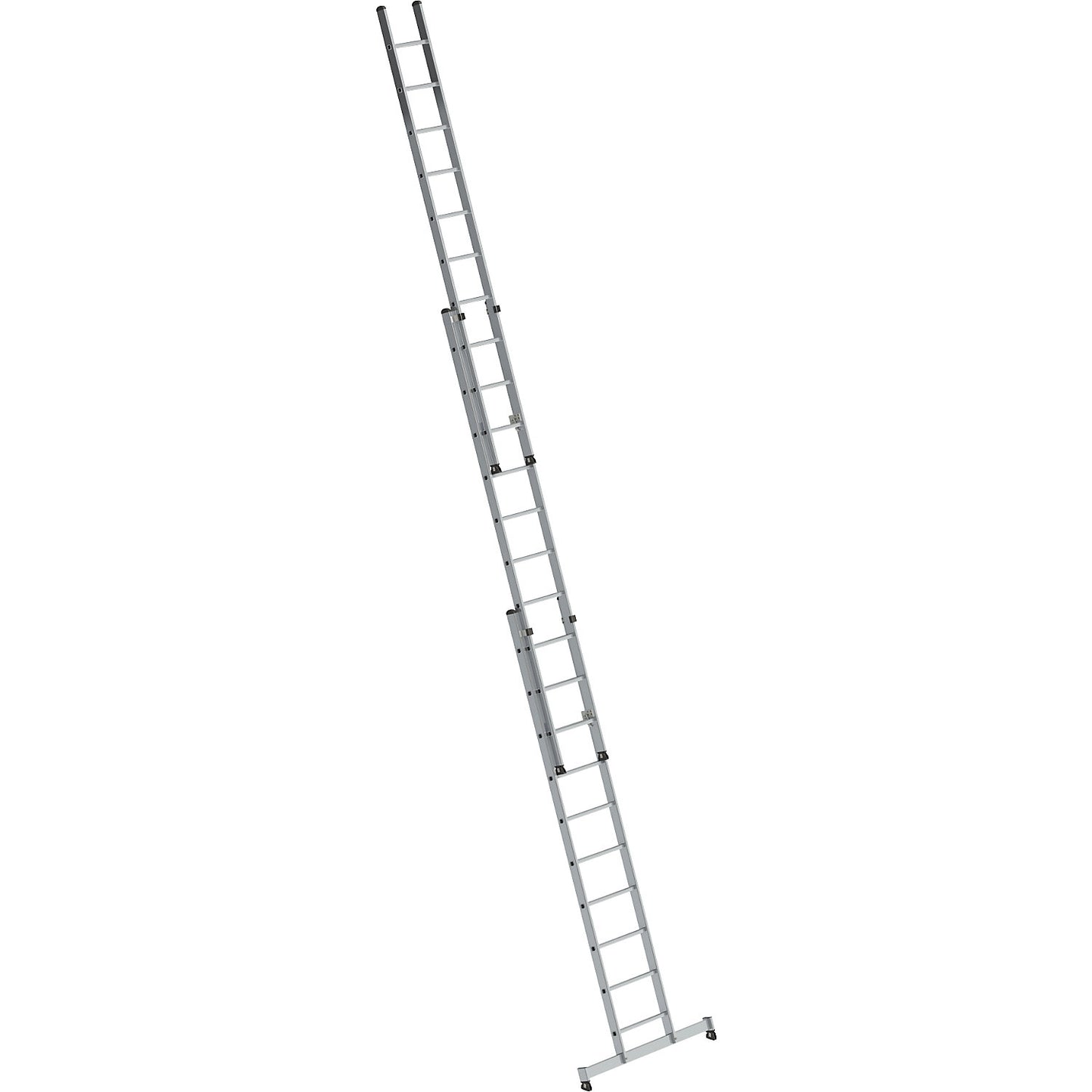 Height adjustable lean-to ladder, extension ladder, 3-part with nivello® support, 3 x 12 rungs.