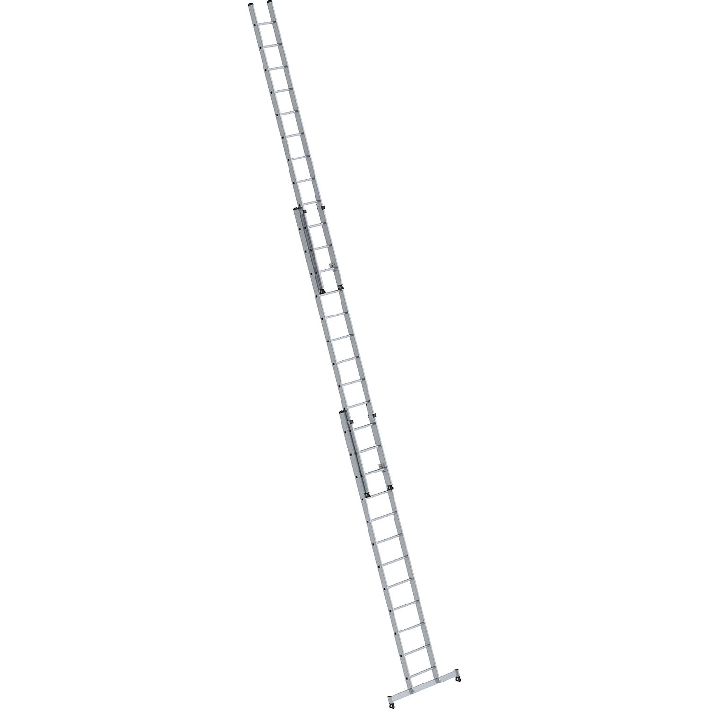 Height adjustable lean-to ladder, extension ladder, 3-part with nivello® support, 3 x 12 rungs.