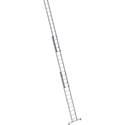 Height adjustable lean-to ladder, extension ladder, 3-part with nivello® support, 3 x 12 rungs.