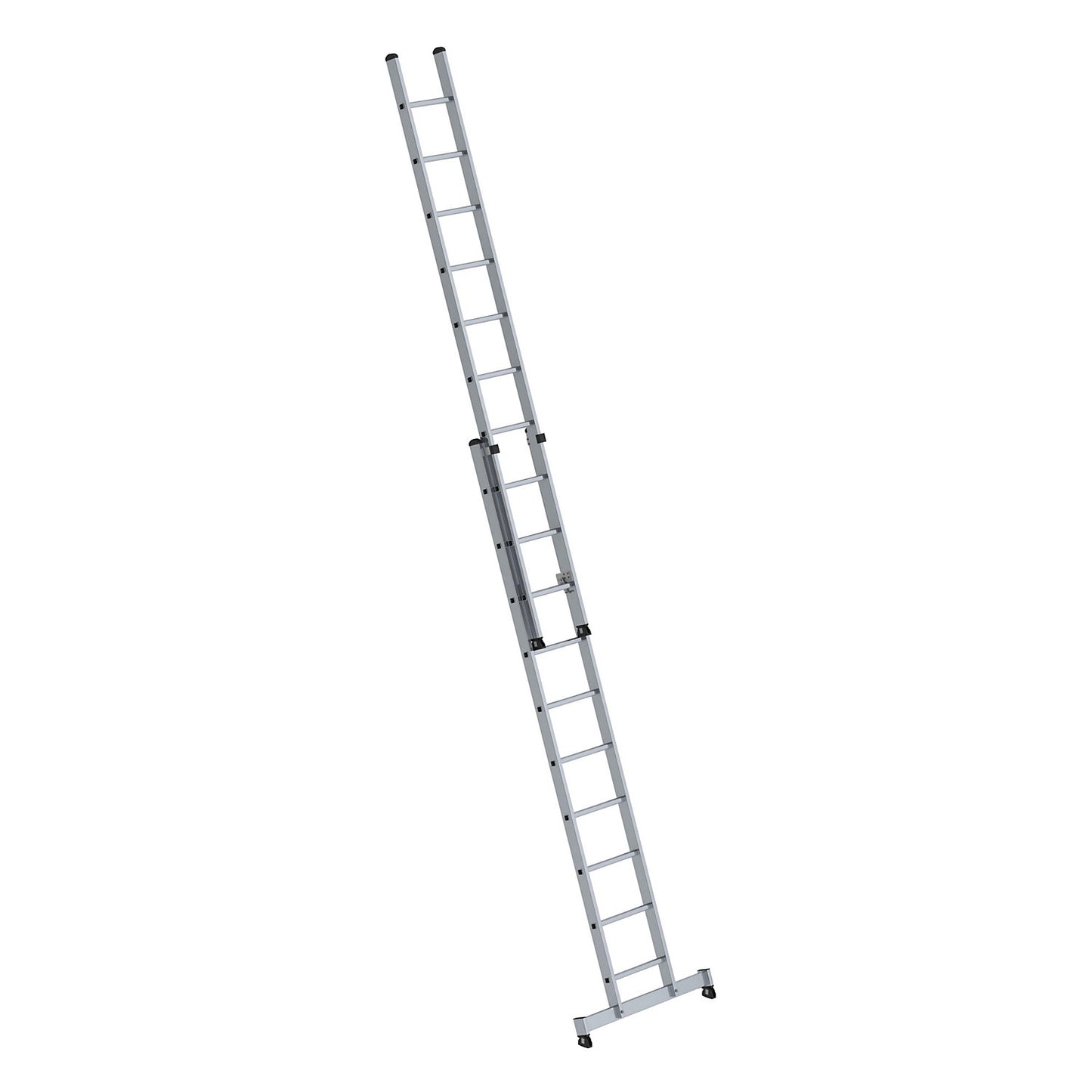 Height adjustable lean-to ladder, extension ladder, 2-part, 2 x 14 rungs, with nivello® support.