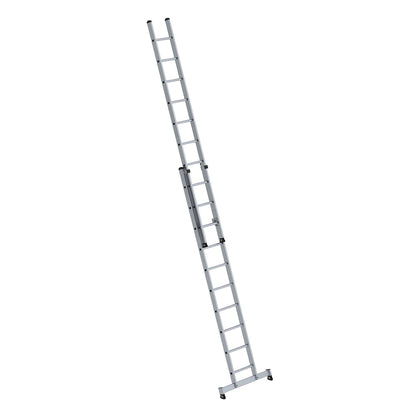 Height adjustable lean-to ladder, extension ladder, 2-part, 2 x 14 rungs, with nivello® support.