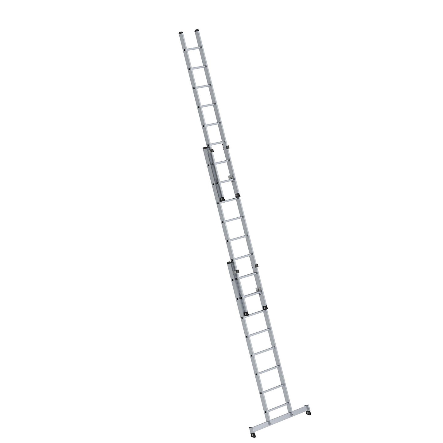 Height adjustable lean-to ladder, extension ladder, 3-part with nivello® support, 3 x 8 rungs.