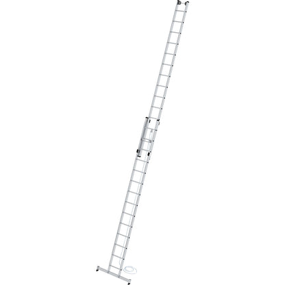Height adjustable lean-to ladder, rope operated extension ladder, 2-part with nivello® support, 2 x 20 rungs.