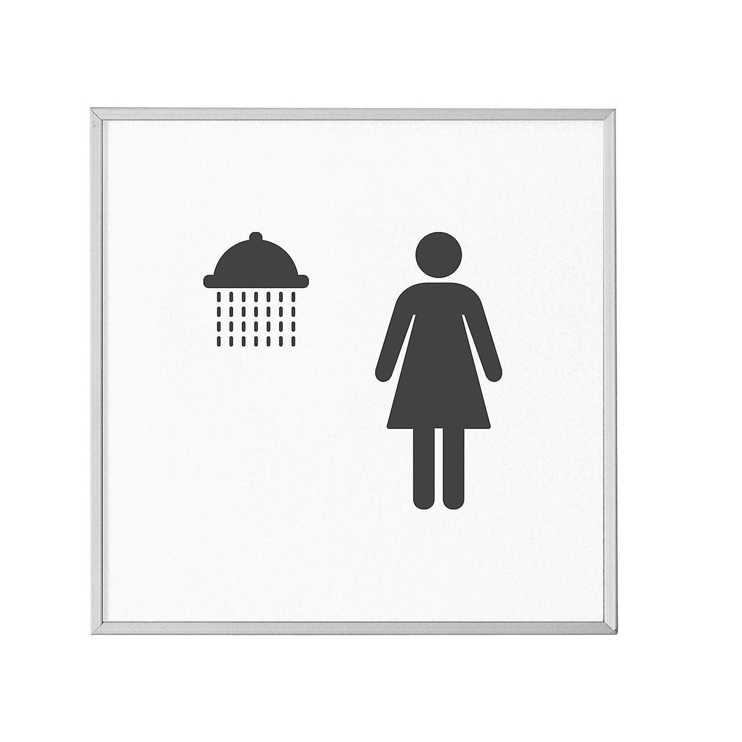MADRID Silver Line™ door sign, pictogram HxW 120 x 120 mm, ladies' shower.