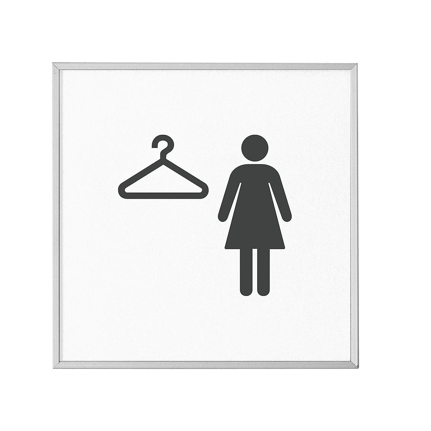 MADRID Silver Line™ door sign, pictogram HxW 120 x 120 mm, ladies' changing rooms.