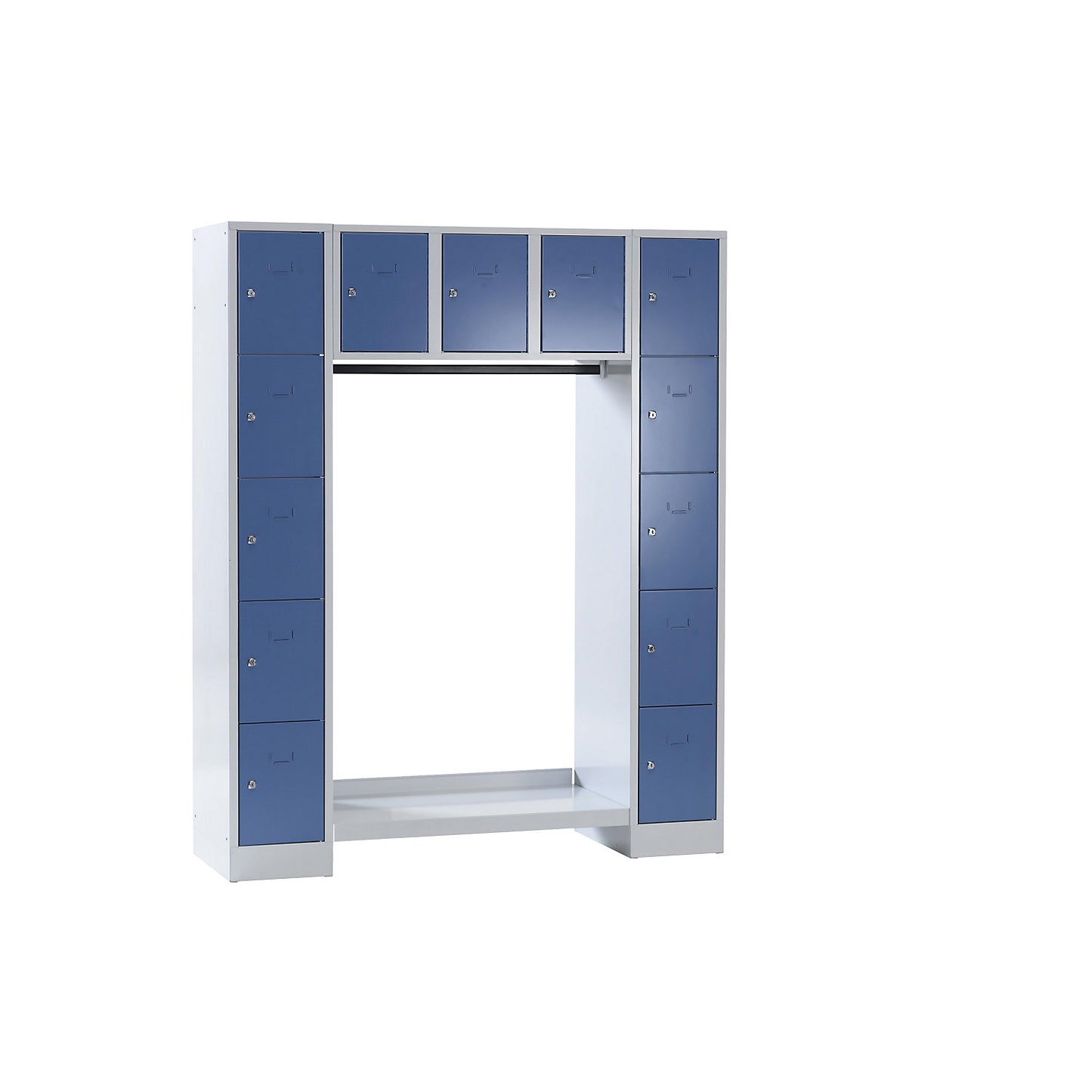 Dresden cloakroom locker system, 13 compartments, light grey / pigeon blue.