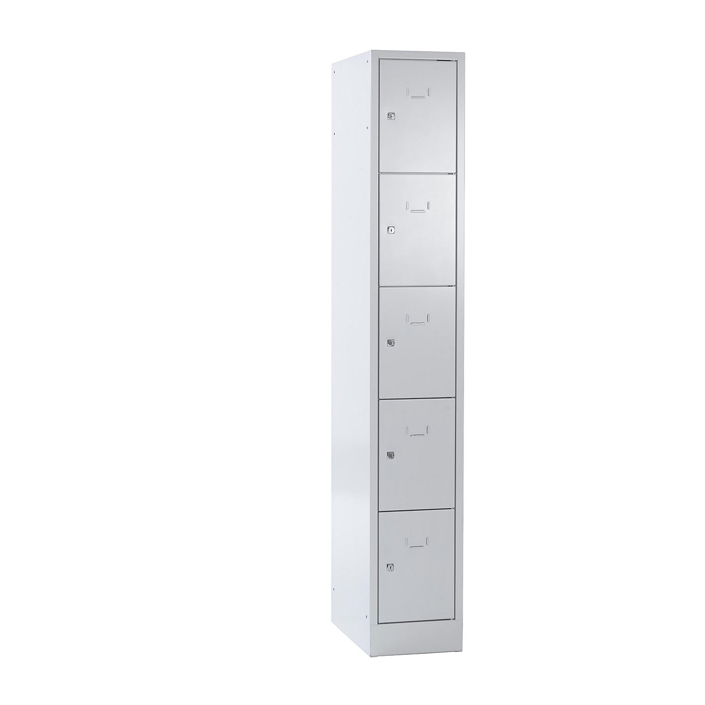Dresden 5-fold compartment locker, 1 compartment, light grey, W 300 mm, with base plinth.