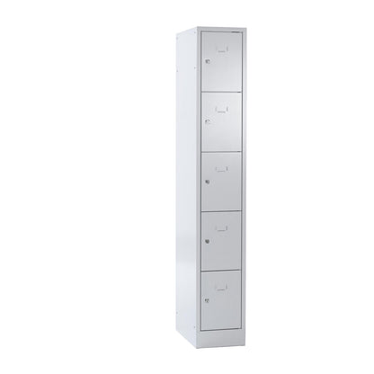 Dresden 5-fold compartment locker, 1 compartment, light grey, W 300 mm, with base plinth.