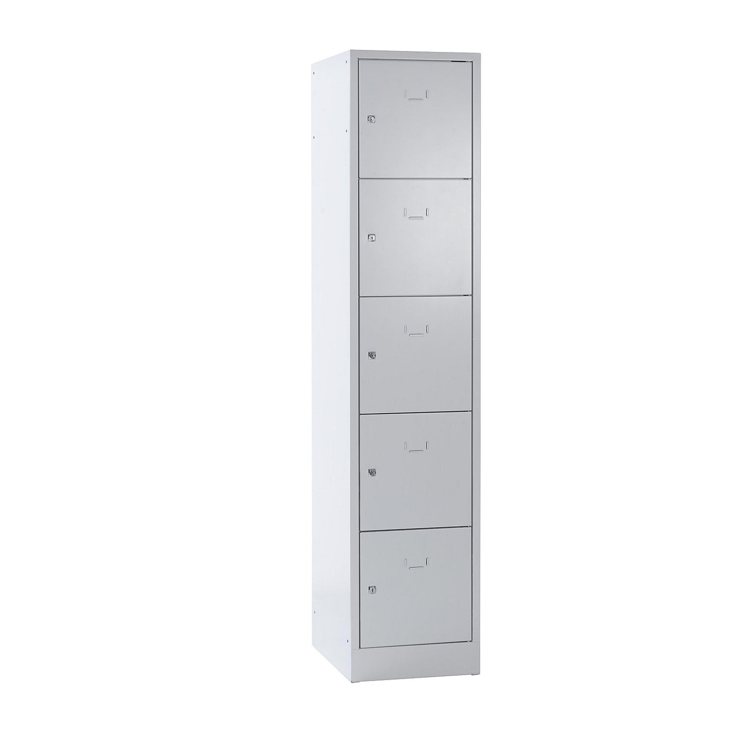 Dresden 5-fold compartment locker, 1 compartment, light grey, W 400 mm, with base plinth.