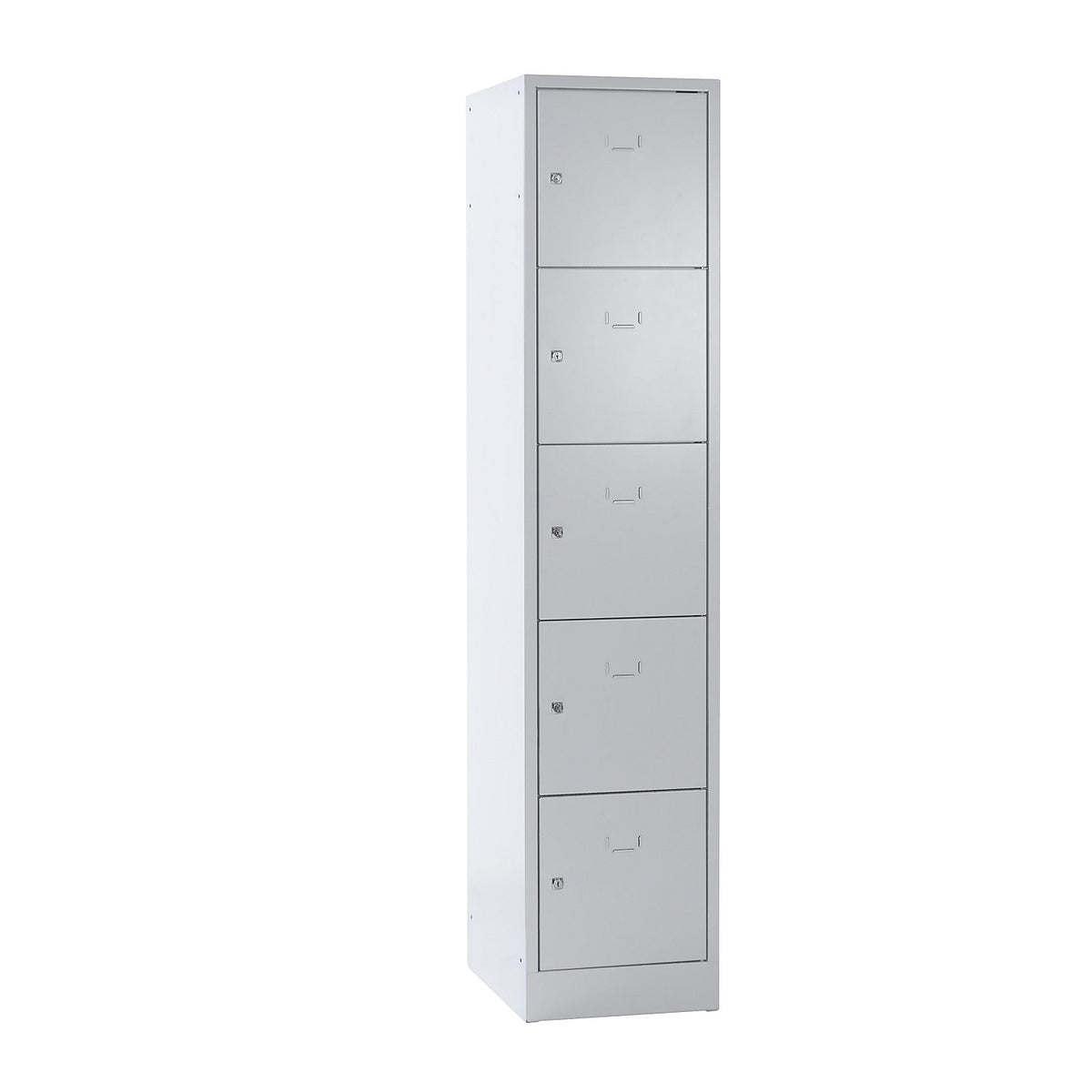 Dresden 5-fold compartment locker, 1 compartment, light grey, W 400 mm, with base plinth.