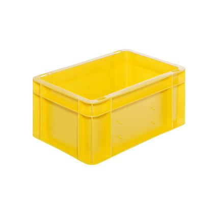 Euro stacking container, closed walls and base, LxWxH 300 x 200 x 145 mm, yellow, pack of 5.