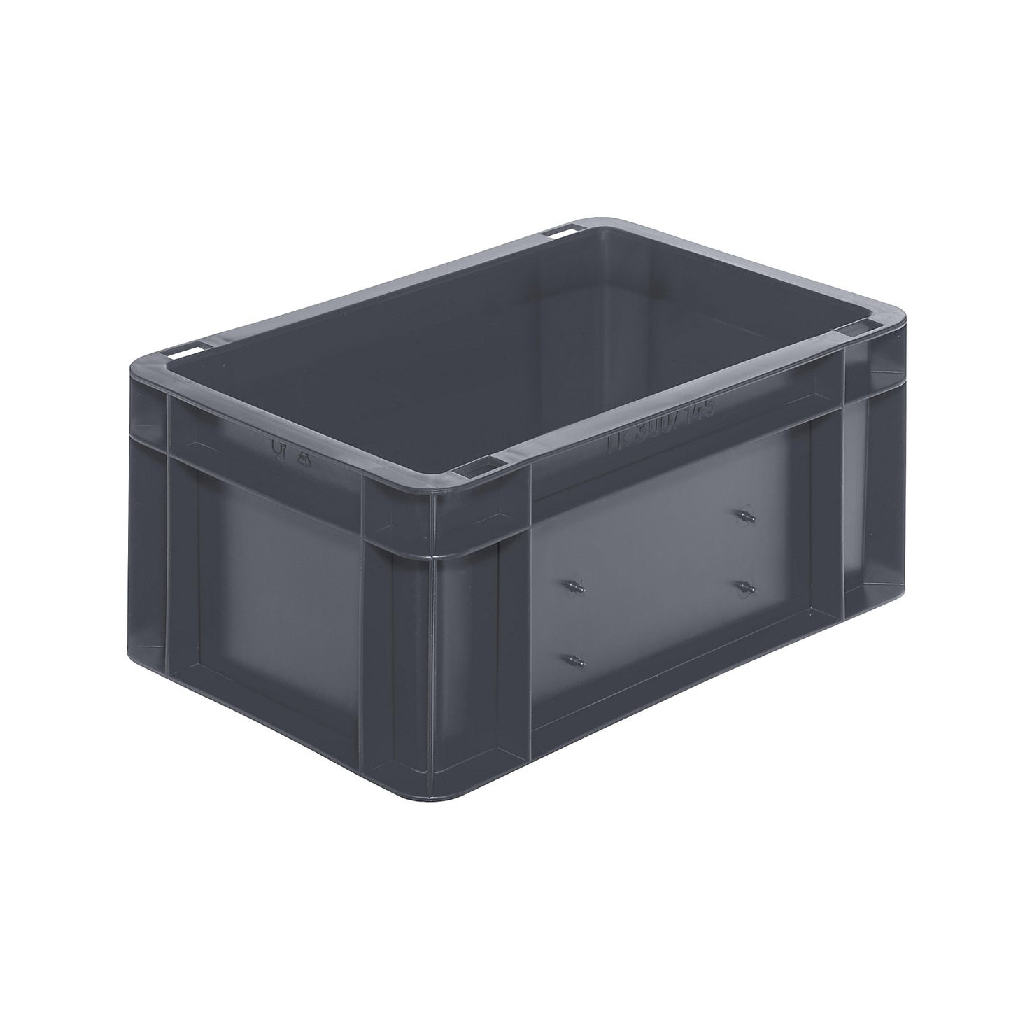 Euro stacking container, closed walls and base, LxWxH 300 x 200 x 145 mm, grey, pack of 5.