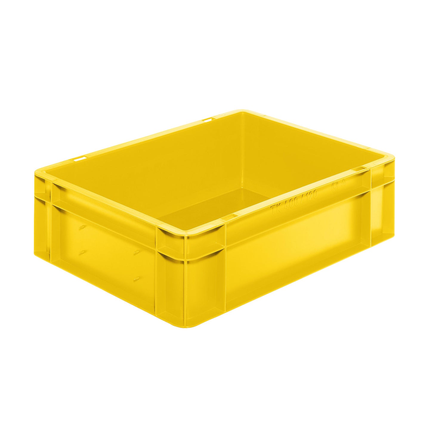 Euro stacking container, closed walls and base, LxWxH 400 x 300 x 120 mm, yellow, pack of 5.