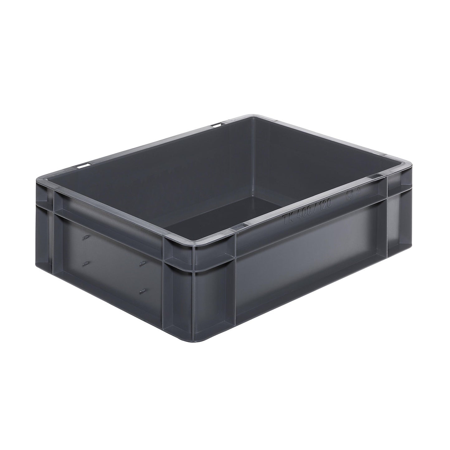 Euro stacking container, closed walls and base, LxWxH 400 x 300 x 120 mm, grey, pack of 5.