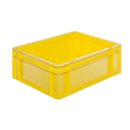 Euro stacking container, closed walls and base, LxWxH 400 x 300 x 145 mm, yellow, pack of 5.