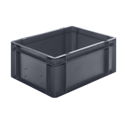 Euro stacking container, closed walls and base, LxWxH 400 x 300 x 175 mm, grey, pack of 5.
