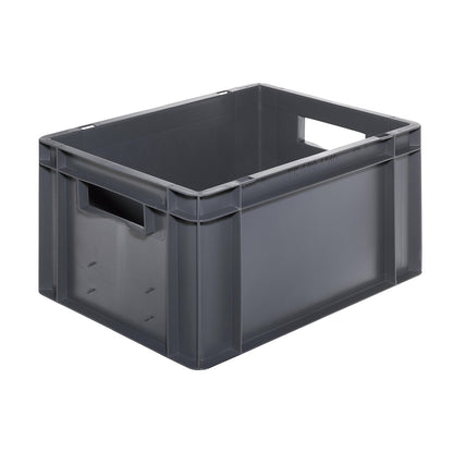 Euro stacking container, closed walls and base, LxWxH 400 x 300 x 210 mm, grey, pack of 5.