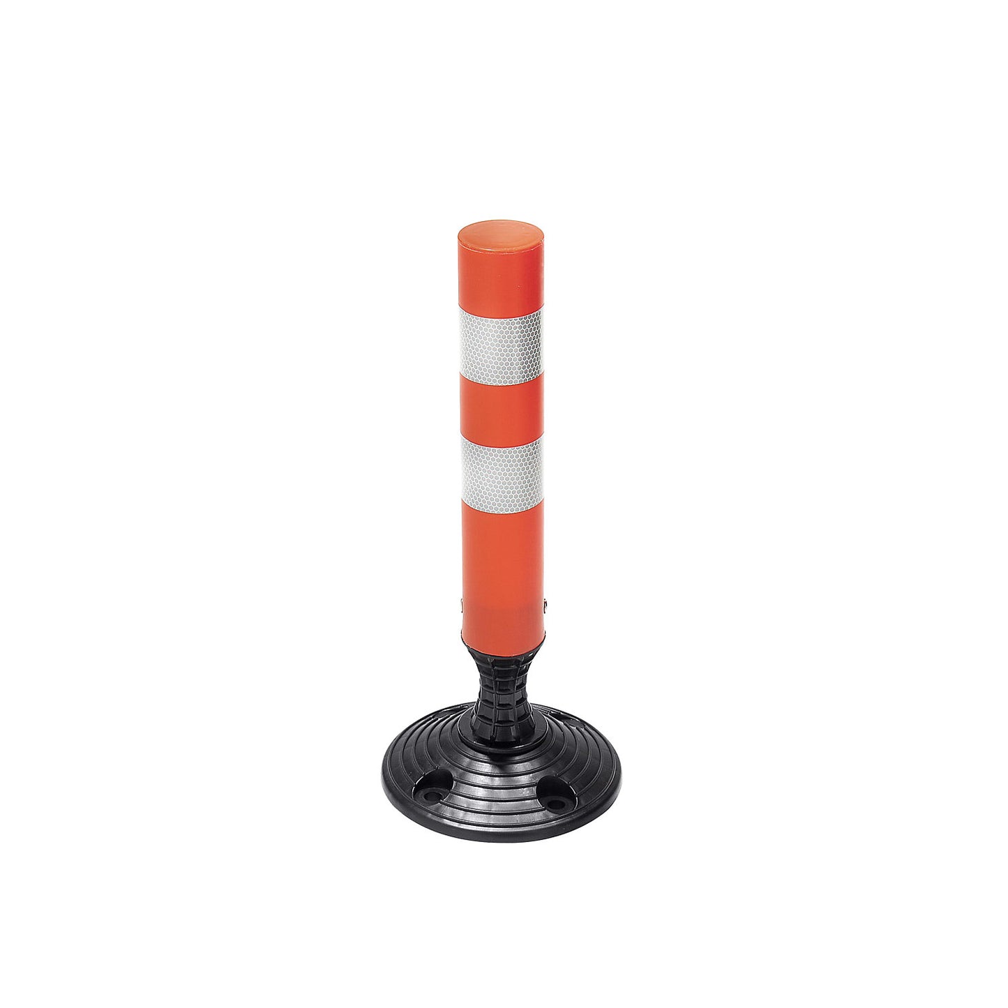Flexible barrier post with reflective stripes, for bolting down, height 450 mm.