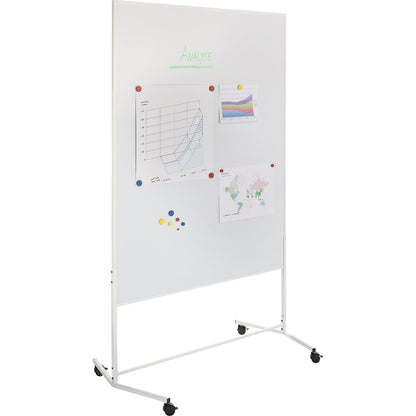 Mobile pinboard, whiteboard, WxH 1200 x 1500 mm, white.