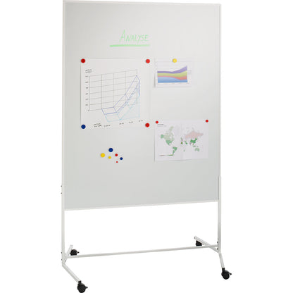 Mobile pinboard, whiteboard, WxH 1200 x 1500 mm, white.