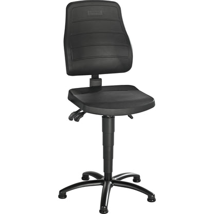 Industrial swivel chair, PU foam, with floor glides.