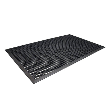 Rampmat perforated rubber matting, LxWxH 1500 x 900 x 12 mm, black rubber.
