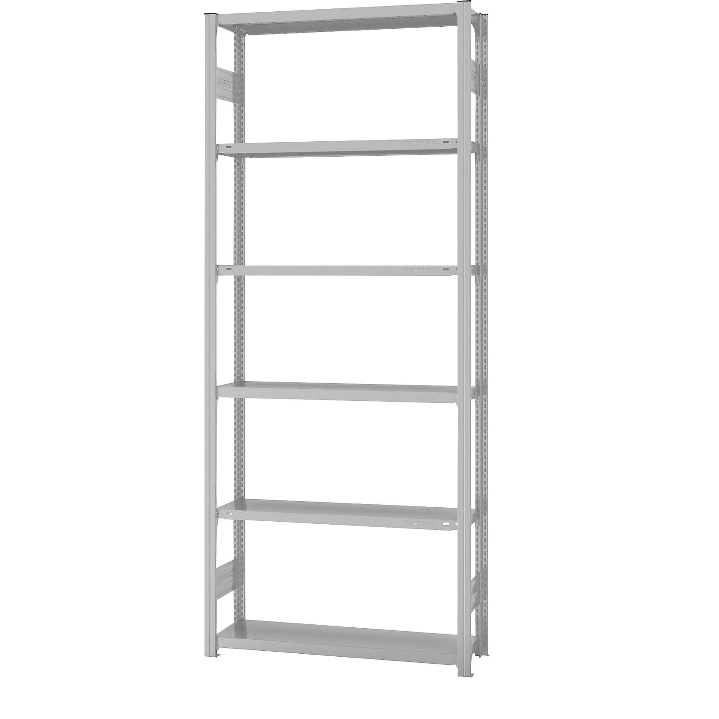 Boltless shelving unit, light duty, double-sided, HxWxD 2500 x 1000 x 300 mm, grey, standard shelf unit.