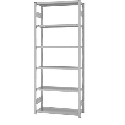 Boltless shelving unit, light duty, double-sided, HxWxD 2500 x 1000 x 400 mm, grey, standard shelf unit.