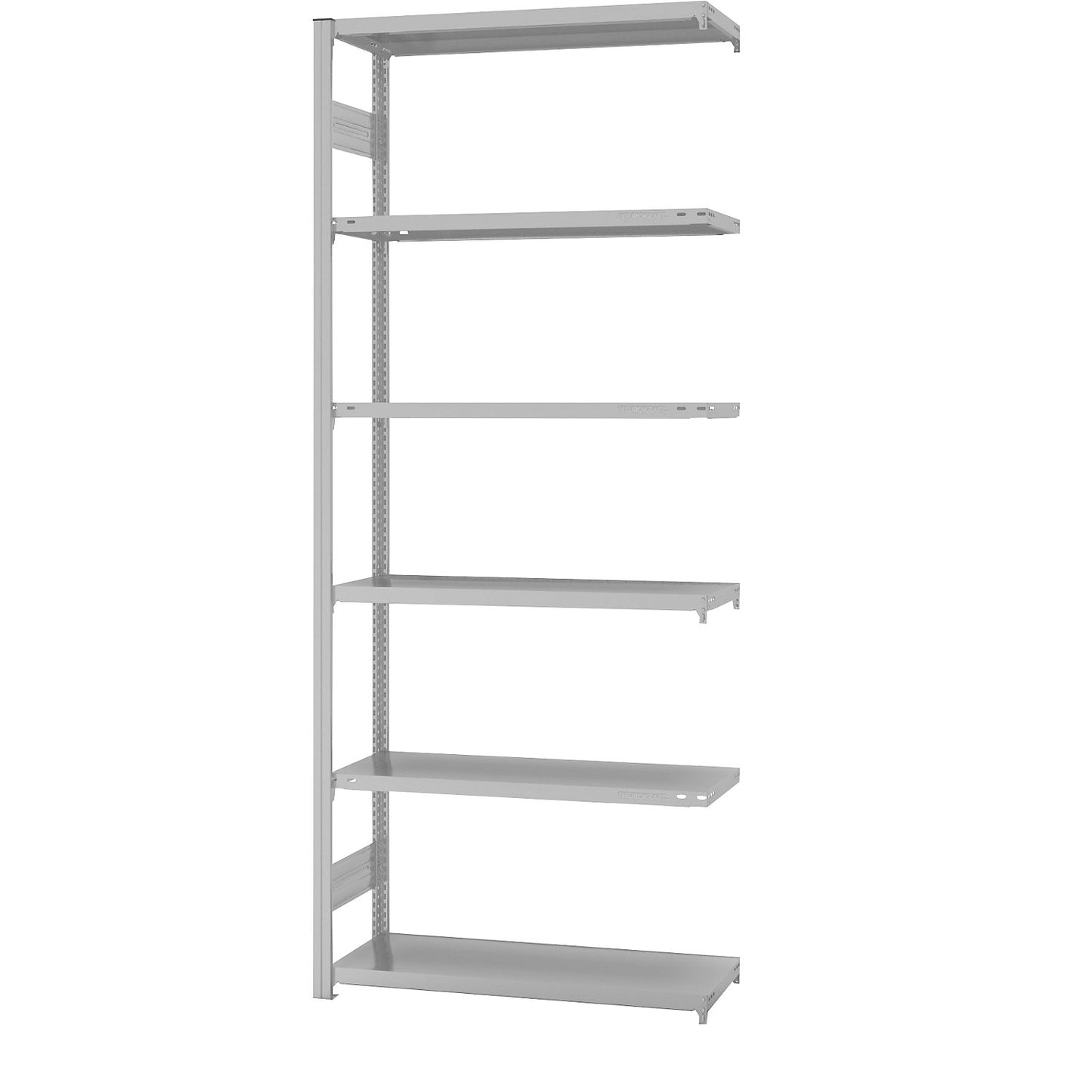 Boltless shelving unit, light duty, double-sided, HxWxD 2500 x 1000 x 400 mm, grey, extension shelf unit.