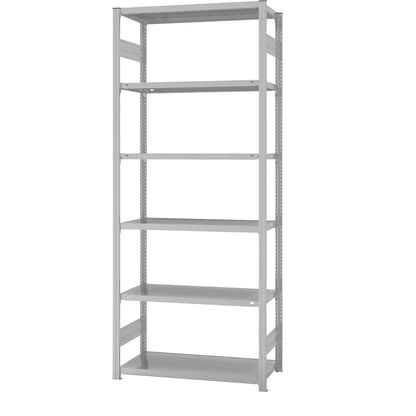 Boltless shelving unit, light duty, double-sided, HxWxD 2500 x 1000 x 500 mm, grey, standard shelf unit.