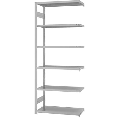 Boltless shelving unit, light duty, double-sided, HxWxD 2500 x 1000 x 500 mm, grey, extension shelf unit.