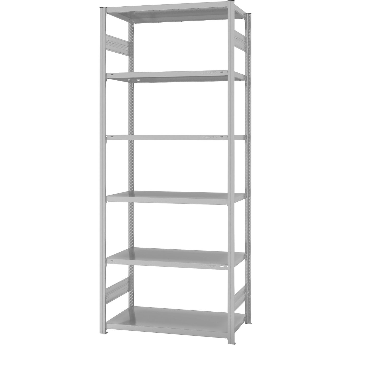 Boltless shelving unit, light duty, double-sided, HxWxD 2500 x 1000 x 600 mm, grey, standard shelf unit.