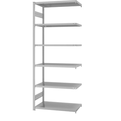 Boltless shelving unit, light duty, double-sided, HxWxD 2500 x 1000 x 600 mm, grey, extension shelf unit.