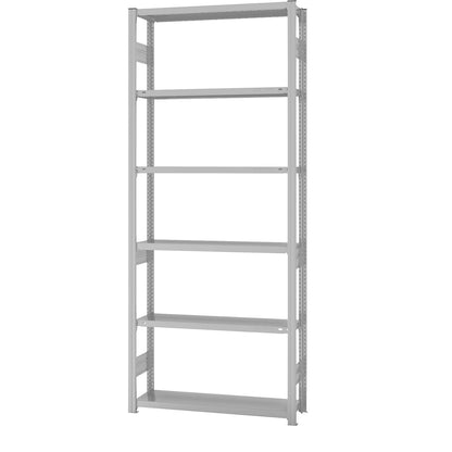 Boltless shelving unit, medium duty, double-sided, HxWxD 2500 x 1000 x 300 mm, grey, standard shelf unit.