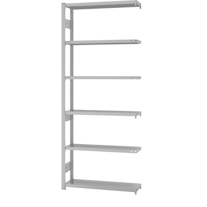 Boltless shelving unit, medium duty, double-sided, HxWxD 2500 x 1000 x 300 mm, grey, extension shelf unit.